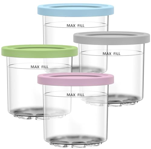 Forhome Eisbehälter für Ninja Creami, 4 Stück, Eiscreme-Behälter mit Deckel für Ninja Eismaschinen NC301 NC300 NC299AMZ CN305A CN301CO Serie BPA-frei und spülmaschinenfest, AJ-3-0008 B1