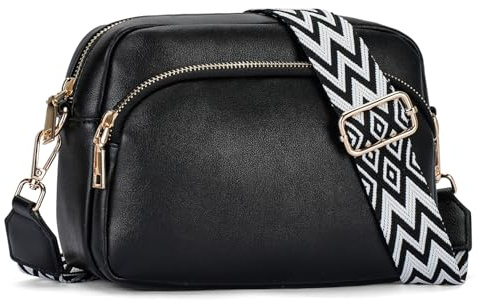 APHISON kleine Crossbody Bag Damen mit Breitem Gurt Handy Umhängetasche Schultertasche veganem Leder Handtasche Tasche Handytasche zum Umhängen mit Abnehmbarem Schultergurt 3 fächern