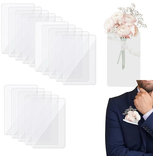 JCUGSBS Taschen-Boutonniere-Kunststoffhülle für Bräutigam, Unsichtbar Einstecktuch Boutonniere-Halter ohne Anstecknadel Transparente Boutonniere-Karte für Trauzeugen Hochzeitszubehör