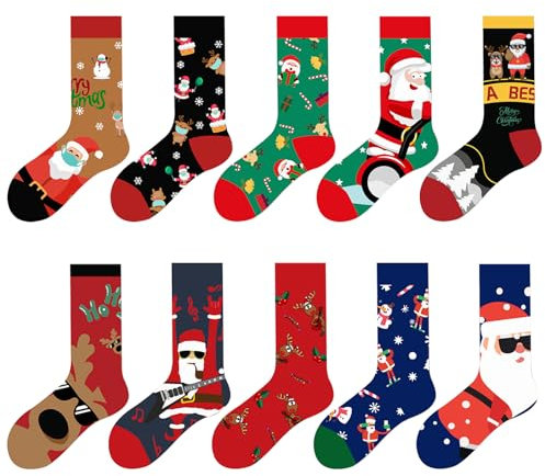 5 Paia Calzini Natalizi Unisex, Calze Natalizie Da Donna, Regali Per Mamma, Fidanzata