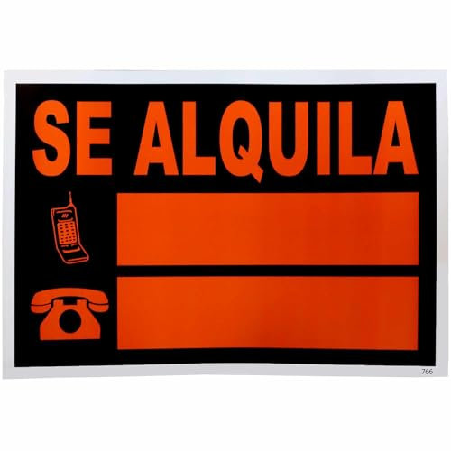 TECHZOCO Cartel Se Alquila, Placa alquilo piso, Señal Se Alquila Local, PVC Resistente, Reflectante, Medidas 50 cm ancho x 35 cm alto, Apto para lugares públicos, zonas de exterior y obras