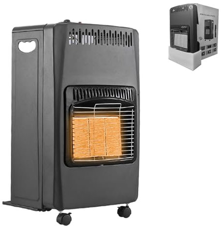 Portable Gas Heater Indoor Heater with Oxygen Depletion Sensor & 3 Heating Settings - Butane Gas Heater with Wheels, Regulator, Hose - For Home, Office, Garage, Workshop