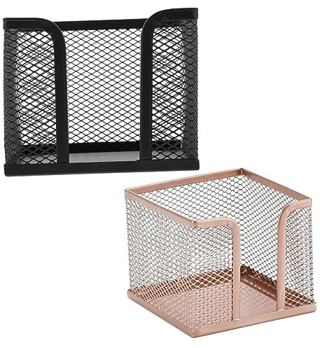 GETAJGHSD 2stücke Mesh Notizhalter Organizer Für Büro Und Zuhause Praktische Memo Box Für Notizblätter Visitenkarten Und Kleine Büromaterialien Roségold