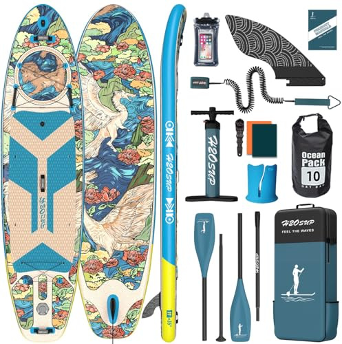 H2OSUP Tavola Sup Gonfiabile - Stand Up Paddle con Accessori Premium, Superstabilità Sup Gonfiabile, Paddle Boards Adulti con Capacità di 200KG per 3 Persone