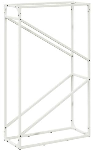 vidaXL Firewood Rack Log Storage Holder - 60x25x100 cm White Cold-Rolled Steel, Indoor Fireplace Log Organizer, Stylish & Durable, Ample Wood Capacity, Easy Assembly