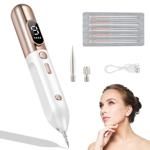 Pluma Eliminador de Verrugas, Bolígrafo para Eliminador Lunares con 9 Agujas Intercambiables, Eliminar lunares, Bolígrafo Antietiquetas, Limpia Etiquetas y Lunares