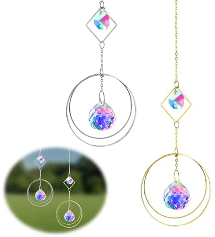 YELYTR 2 Stück Sonnenfänger Fenster, Kristalle zum Aufhängen, Hängend Suncatcher mit Magischem Lichtspiel, Perfekte Fensterdekoration, Dekor für wohnen, feiern, Garten & Meditation - 28cm