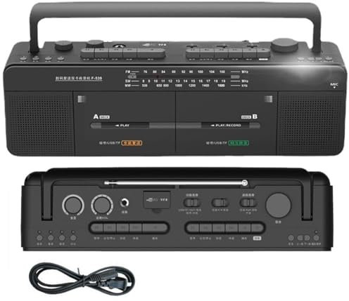 Recordadora de Reproductor de Casete Doble con Radio Am/FM/SW/WM, Soporte de Tarjeta MP3/USB/TF, grabación y repetidor de un Solo Clic, diseño Retro clásico para Amantes de la música y Audio