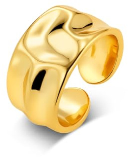 ALEXCRAFT Breit Ringe Chunky Hammered Verstellbare Klobige Offen Ring Damen