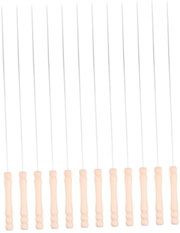 UPKOCH 12piezas Brochetas De Barbacoa Mango De Madera Pinchos Para Barbacoa Reutilizables De Acero Inoxidable Para Carne Asados Familiares y Fiestas De Verano
