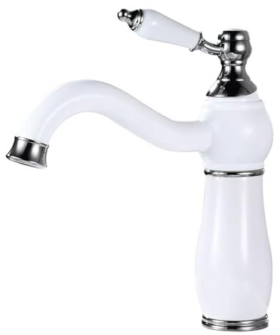 Premium Full Copper Bathroom Basin Taps - Hot & Cold Natural Jade Faucet for Household Countertop - Stylish Silver & White Low Paint Finish, Ideal for Modern Bathrooms