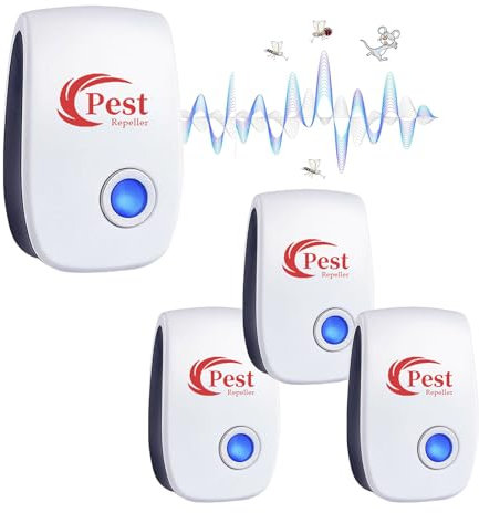 Ultrasonic Pest Repeller, 4 Pack Electronic Plug In Mice Repellent Indoor Pest Control Insect, Insect Repellent for Mosquitos, flys, Spiders, Ants, Bugs