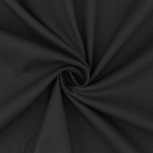 Baumwollstoff Ben, Meterware, Fahnentuch, Cretonne, uni schwarz (Länge am Stück: ab 100cm / Breite: 144cm)