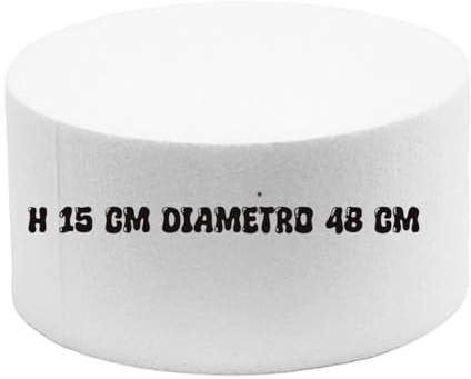 Base Rotonda in Polistirolo per Torte, 48 cm Diametro x 15 cm Altezza, Bianco, per Cake Design e Decorazioni