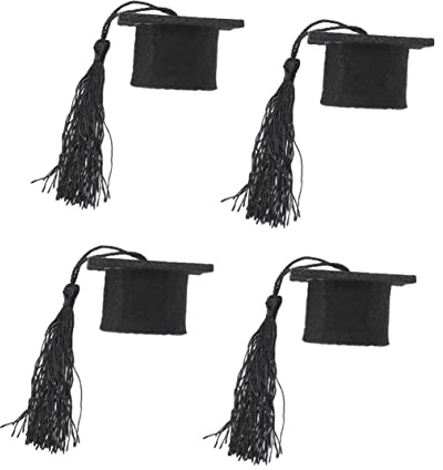 Milisten 4pièces Mini-Casquettes De Doctorat Décoratives Chapeaux Ornementaux pour Bouteilles De Vin Capsules Créatives Feutre Coiffes De Poupées Design