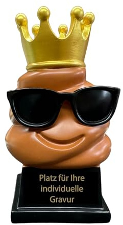 Witziger Pokal mit Krone & Sonnenbrille - 13,5 cm Resin Trophäe - 415 g | Humorvoller Spasspreis für Partys & Turniere, ideal als Verlierer Award oder Trostpreis, inklusive eleganter Geschenkbox