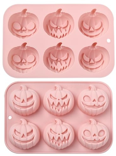 Stiesy Stampi in silicone a forma di zucca, 2 pezzi, riutilizzabili, per Halloween, cioccolato, zucca, caramelle, torte, sapone, budino, feste, snack