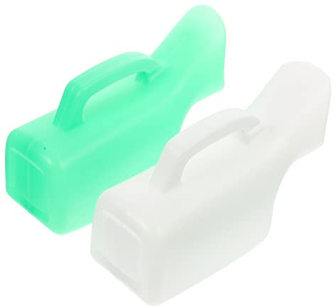 LOORGVEL 2 Stück Teiliges Damen Urinal Tragbare und Auslaufsichere Urinflaschen für Frauen für Reisen Krankenhaus Camping Senioren und Patienten Robustes Handliches Design in Weiß und Grün