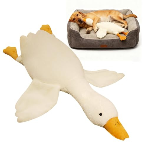 Rechory Duck Dog Toy,Large White Calming Puppy Plush - Plush Dog Chew Toys - for Boredom Relief Exercise Company Training Indoor Outdoor Play