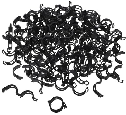COLLBATH 100pcs Multifunctional Plant Support Clips for Tomatoes and Grapevines Black Vine Clips for Climbing Plants Use Garden Tie for Flower and Vegetable Growth