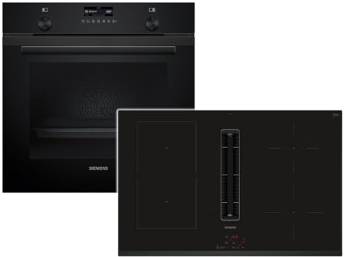 Siemens PQ527EA6BZ Set Pyrolyse Backofen Deep Black Inox HB279GBB3 + Induktionskochfeldabzug ED851BS16E