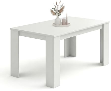 duehome | Mesa de Comedor, Mesa Fija, Modelo Naya, Acabado en Blanco Artik, Medidas: 140 cm (Largo) x 80 cm (Ancho) x 75 cm (Alto)