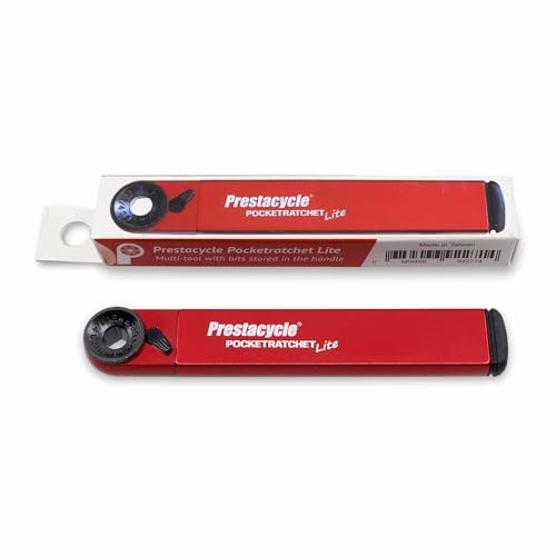 Prestacycle PocketRatchet Lite – 27% Lighter Pocket Multi-Tool | Compact Reversible Ratchet with 8 Double-Ended Bits Stored in Handle | Heavy-Duty 30Nm Bicycle Tool | 1/4 Hex Bit Compatible