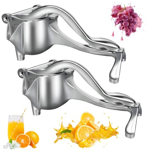 Juego de 2 exprimidores manuales de acero inoxidable, exprimidor manual de alta calidad para cocina y bar, exprimidor manual para limones, naranjas y granadas, exprimidor manual para zumos frescos