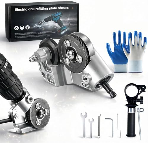 Titanium Drill Nibbler Sheet Metal Cutting Tool, Sheet Metal Cutter Drill Attachment, Universal Electric Metal Nibbler Drill Transforms Sheet Cutter with Adapter, No Sparks, No Jagged Edges (1 Set)