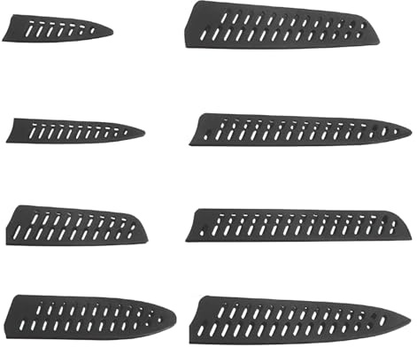 Iirlvior Custodie per coltelli, set di 8 custodie in plastica per coltelli, protezioni per lame universali cavo, Traspirante custodia per coltello da cucina (nero)