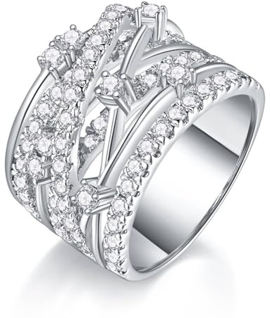 KnSam 18K Au750 Gold Verlobungsring Echte Goldschmuck, Breit Kreuz Partnerringe mit Moissanit, Antragsring 950 Platinum, Gr.47-65