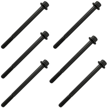 WADUBI M6 x 80 Hex Flange Bolt, Class 10.9 Alloy Steel, Half Thread, Black Zinc Finish, DIN 931, 6 Pack, Black Screws