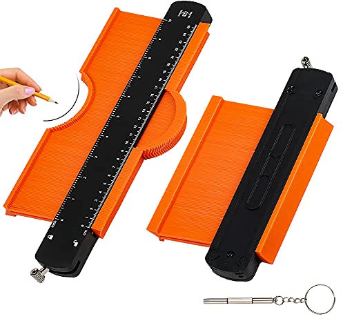 Maotrade 2 Pezzi Profilometro 25cm + 16cm 7,3 m di Profondità Replicatore di Contorno Calibro Copiatore per Contorni Applica a Falegname Fabbro Modellismo