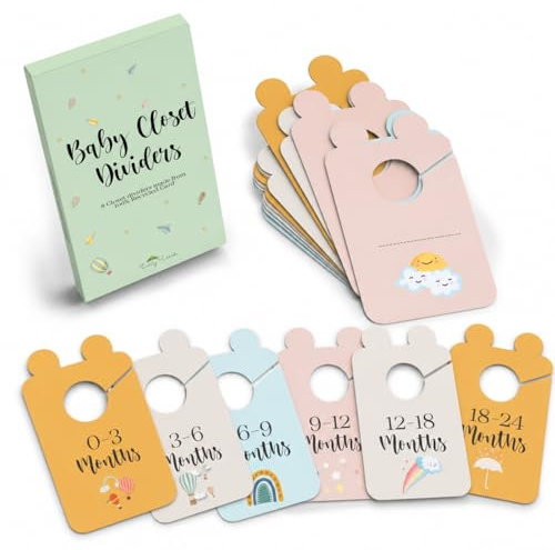 Tiny Trees® Baby Wardrobe Dividers 0–24 Months (8 Pack) – Nursery Closet Organiser, Unisex Clothes Size Hangers - Newborn Shower Gift for New Parents – FSC Eco-Friendly in Gift Box