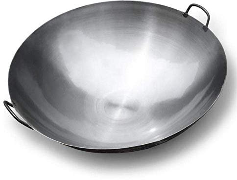 OQHAIR Sartenes y ollas de Cocina Wok Fry Pan Profesional Binaural Wok Salud sin Recubrimiento Fondo Redondo con Mango Auxiliar Olla de Hierro anticuada Home Wok Sartén (Size : 80cm) (80