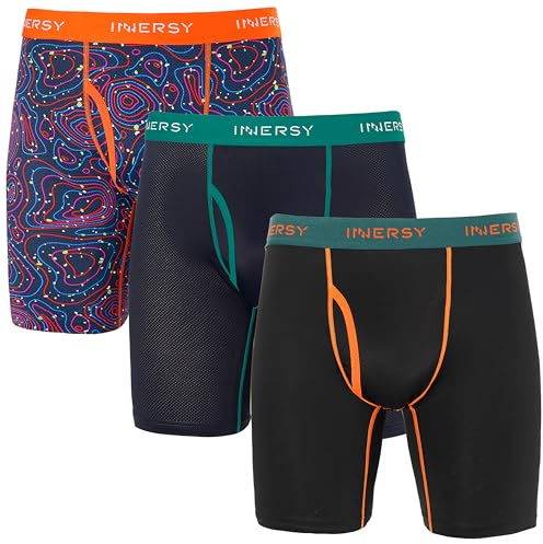 INNERSY Boxer Long Homme en Maille Léger Calecon Anti Frottement Lot de 3 | Calecons Hommes Ouverte, Sous-vêtement Polyamide Élastique, Calson Séchage Rapide Doux, Sans Étiquette, Sport et Quotidien