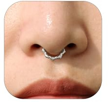 JALZEMPL Septum Ring For Women Nose Rings Cartilage Helix Daith Hoop 16G Silver 316L Stainless Steel 14K Gold Plated Piercing Jewelry 1.2 * 8mm (01Flower,Silver)