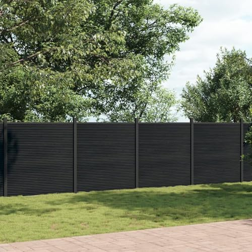 IKAYAA Pannello di Recinzione in WPC Recinzione WPC Set Completo di Recinzione Steccato per Giardino Staccionata Recinzione Pannello WPC-Grigio-699 x 186 cm