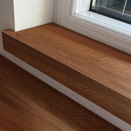 Capuchon de Rebord de fenêtre en Bois Marron, Protection de Rebord de fenêtre de 4 cm, Protection de Rebord de fenêtre de Porche de loft de Chambre à Coucher (140 x 25 cm/55,1 x 9,8 Pouces)