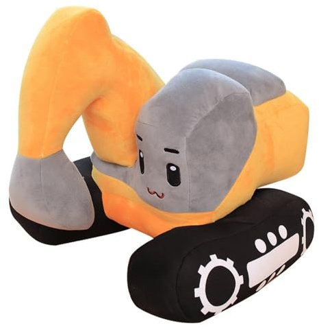 Xiyocadt Kinder Plüsch Bagger, Ausgestopftes Bagger Plüschtier, Plüsch Bagger Spielzeug, Bagger Stofftier Plüsch, Bagger Puppenspielzeug zum Spielen und Kuscheln (38x35 cm,Gelb)