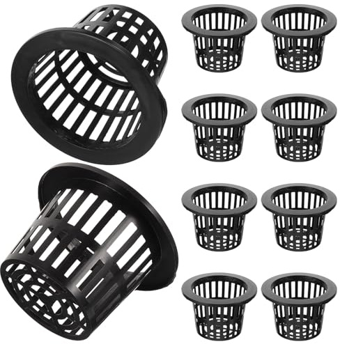 UKCOCO Pots Plastique Plante Noirs de 100mm Lot de 10 Panier de Plantation Plastique pour Maintenir L'humidité Nutriments pour Culture Hydroponique Maille