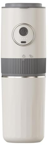 Hipzeepo Cafetera con Molinillo y Procesador de Vertido, Máquina de Espresso Portátil Inalámbrica, Cafetera de Viaje.