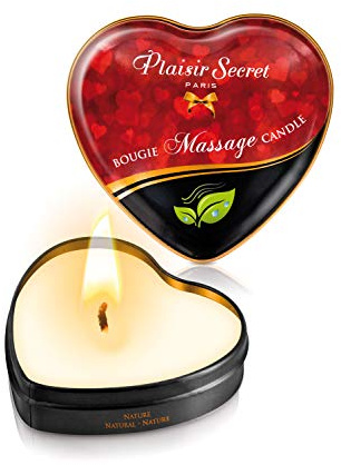 Plaisirs Secrets Mini Bougie de Massage Naturelle Boîte Cœur 35 ml