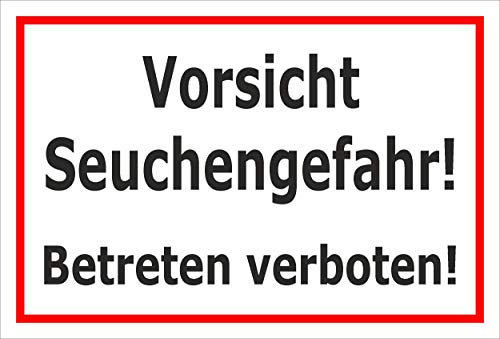 Melis-Folienwerkstatt Schild Vorsicht Seuchengefahr - 60x40cm - 3mm Aluverbund – 20 VAR S00359-136-B