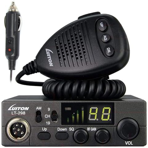 LUITON Radio CB LT-298 40 canaux design compact avec prise haut-parleur externe, grand écran LED facile à lire, compatible avec tension 12-24 V
