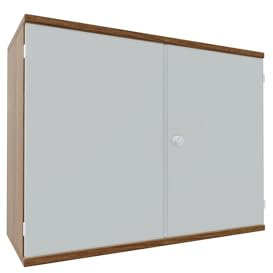 Flügeltürenschrank, 1 Dekor-Einlegeboden, abschließbar, 1000x425x768, Lichtgrau/Nussbaum