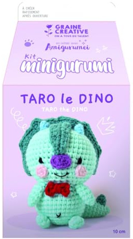 Graine Créative Amigurumi Dinosaurier Häkelset - Dinosaurier - ART CRAFT KIT - Unisex - 10 cm - Lebensgröße - Alle Staffeln