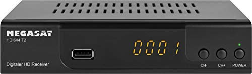 Megasat HD 644 T2 – DVB-T2 Receiver (empfängt alle freien Sender über Antenne, USB-Mediaplayer, Full HD, SCART, HDMI) – Schwarz