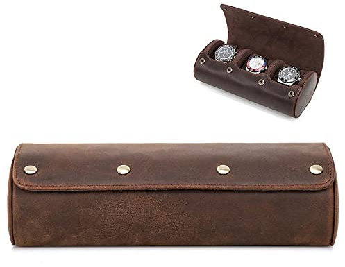 Bueuwe Klockrulle resefodral, klockbox organiserare för män - klockförvaring och visningsfodral - klocktillbehör passar armbandsur och smarta klockor, 5