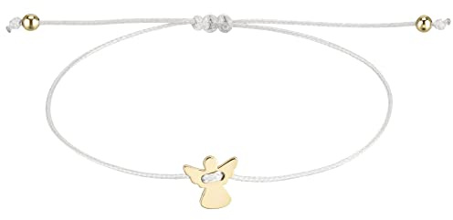 StarAppeal Schutzengel Freundschafts Armband, Engel Armbändchen mit Perlen in Silber und Gold, Größenverstellbar, Makramee Band für Frauen & Mädchen, Handmade